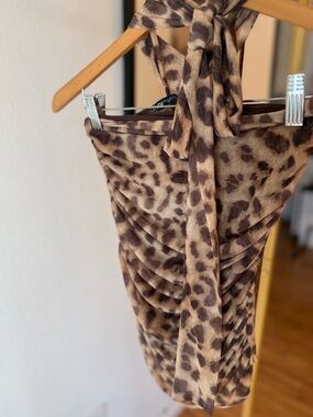 Zara Brown Leopard Print Ruched Tank Top